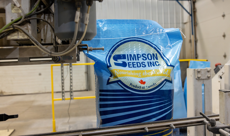 Simpson Seeds Lentil Bag on Bagging Line